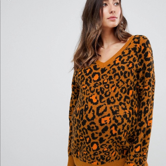 ASOS MATERNITY Cheetah Print Sweater NWOT - Picture 2 of 4